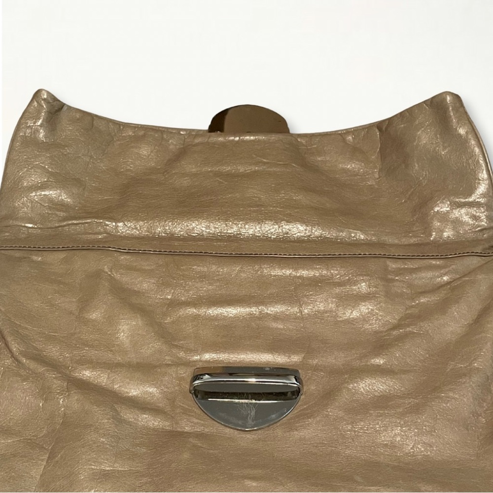 Vintage 90s Y2K Cynthia Rowley Tan Leather Slouchy Oversized Clutch - Picture 7 of 16